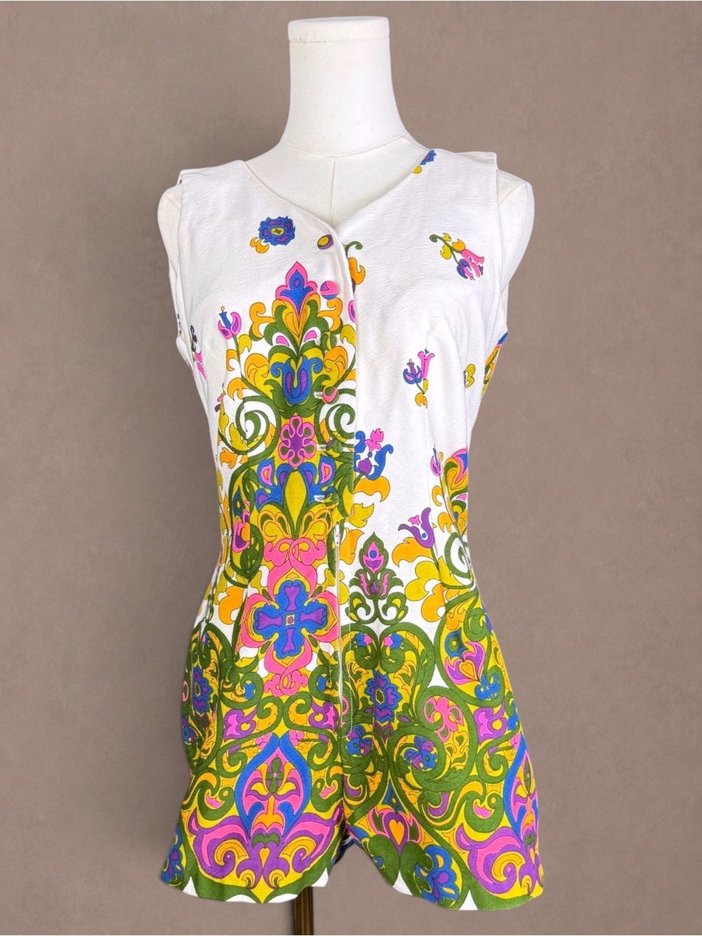 Vintage Alice of California Colorful 1960s Psychedelic Romper & Wrap Skirt Set